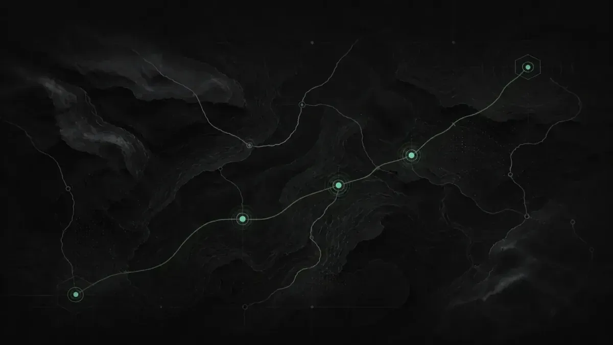 Dark route map showing vehicle operations connected across multiple locations