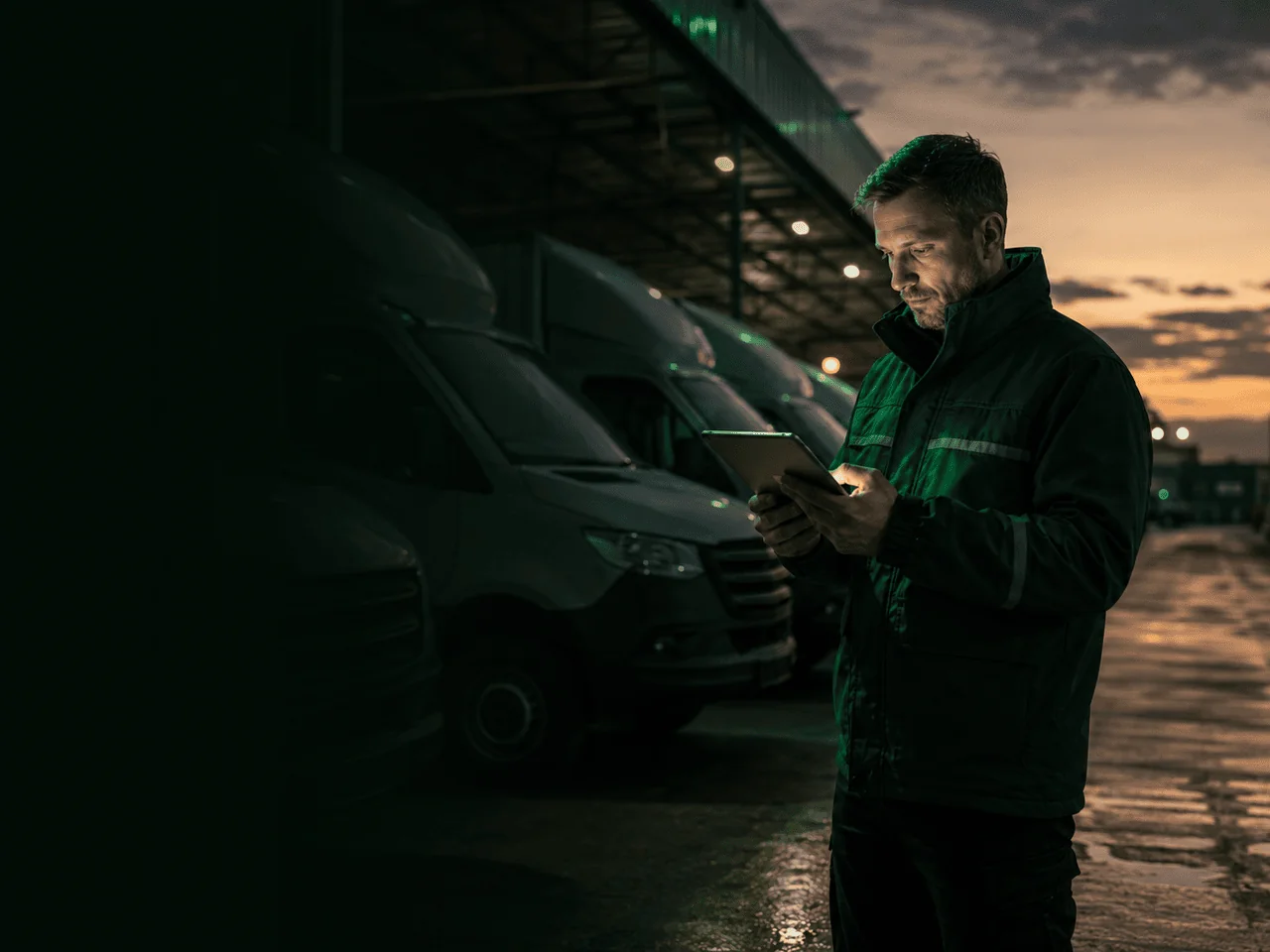Illustration representing vehicle operations managed through connected software